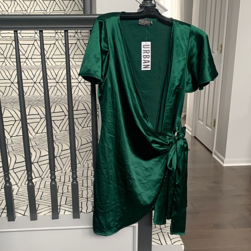 Urban Outfitters Emerald Satin Mini Dress